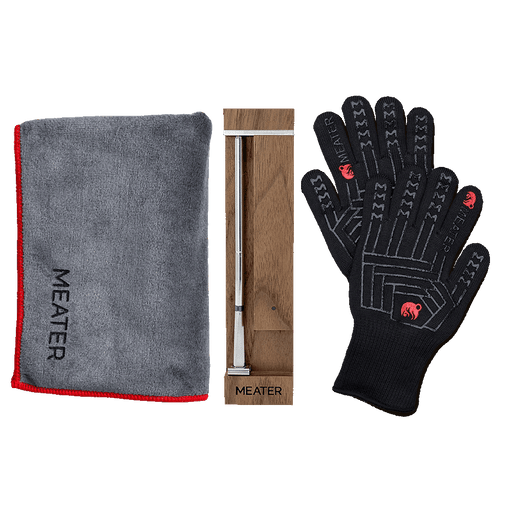 MEATER Pro Walnut, Grillhandschuhe und Mikrofasertuch im Bundle View 1